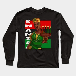 Happy Kwanzaa Day Kinara Candles Long Sleeve T-Shirt